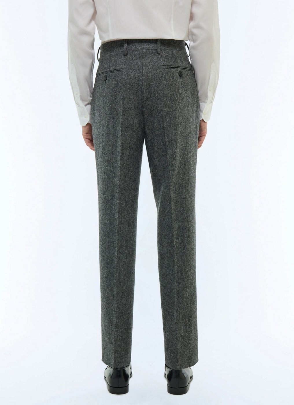 Pantalon Ajusté En Tweed De Laine - Gris