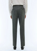 Pantalon Ajusté En Tweed De Laine - Gris