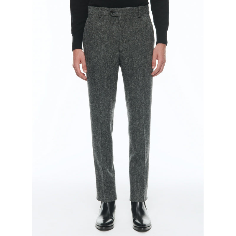 Pantalon Ajusté En Tweed De Laine Vierge - Gris