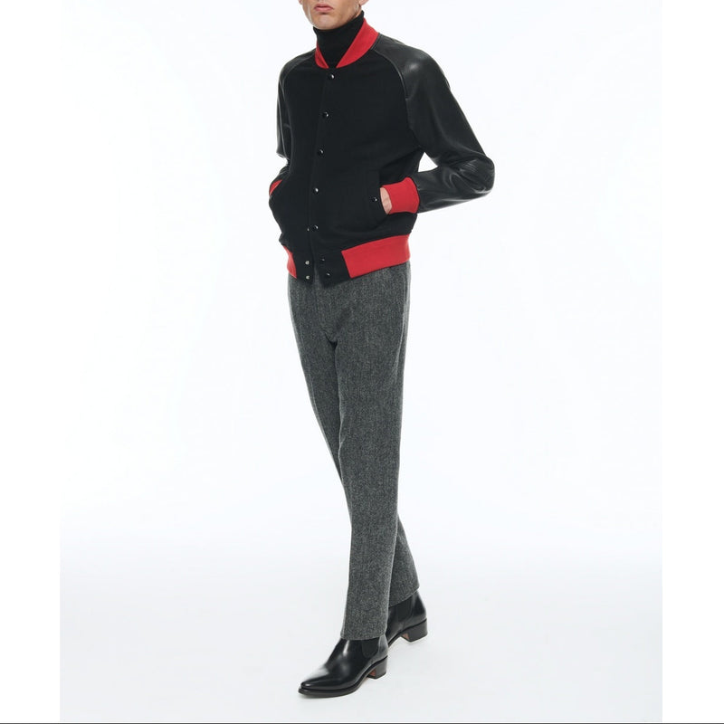 Pantalon Ajusté En Tweed De Laine Vierge - Gris