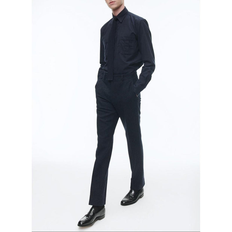 Pantalón slim fit de tweed de lana virgen - Azul