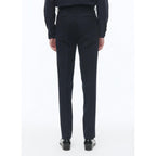 Pantalón slim fit de tweed de lana virgen - Azul