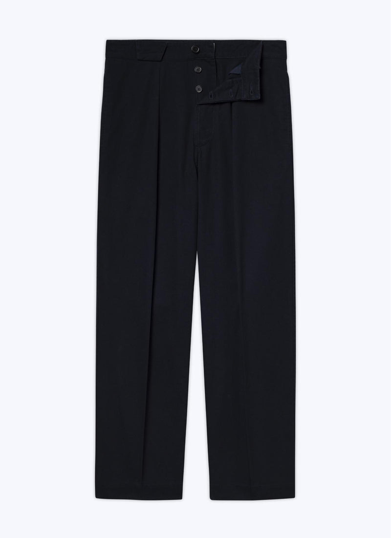 Fursac - Navy Blue Cotton Gabardine Trousers