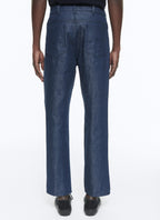 Pantalon Flare En Toile De Coton Denim - Indigo