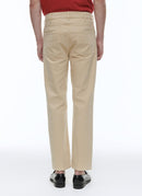 Fursac - Pantalones acampanados de sarga de algodón beige