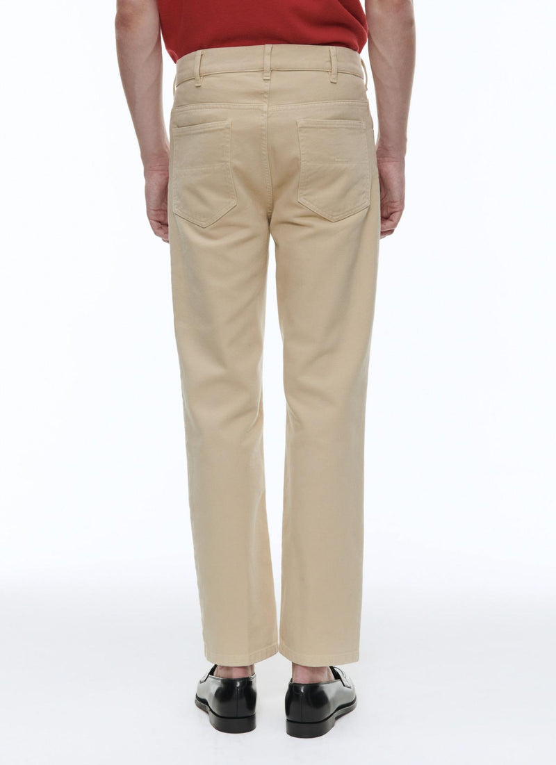 Fursac - Pantalones acampanados de sarga de algodón beige