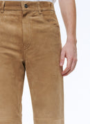 Pantalon En Cuir Suède - Beige - Homme