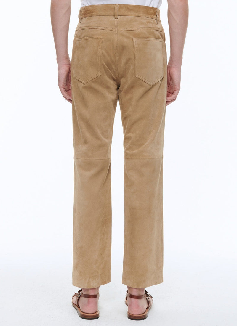 Pantalon En Cuir Suède - Beige - Homme