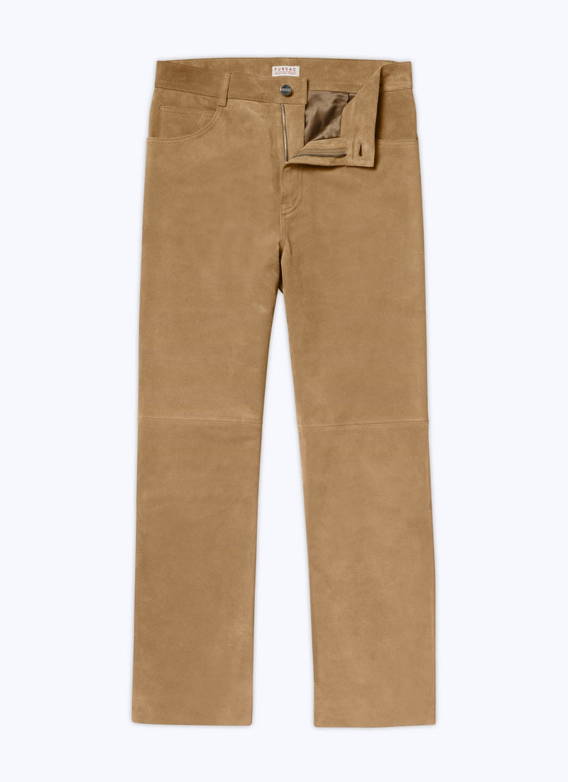 Pantalon En Cuir Suède - Beige - Homme