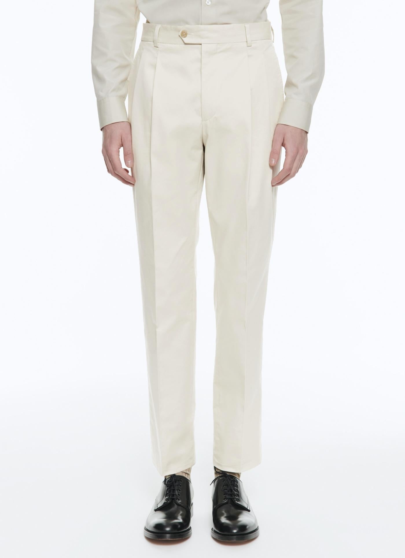 Fursac - Beige Cotton Gabardine Trousers - Beige