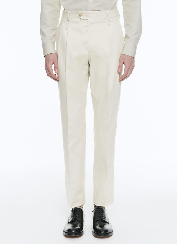 Pantalón De Gabardina De Algodón Beige - Beige