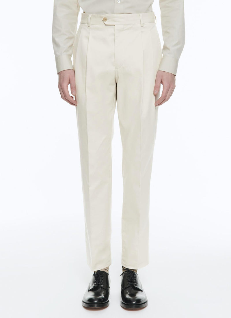 Pantalón De Gabardina De Algodón Beige - Beige