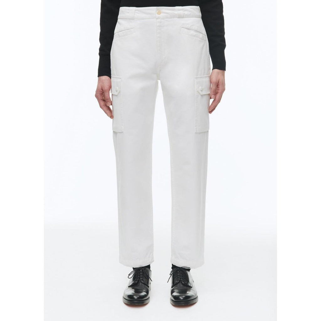Pantalones cargo de algodón con múltiples bolsillos - Blanco