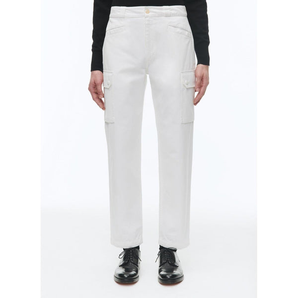 Pantalones cargo de algodón con múltiples bolsillos - Blanco