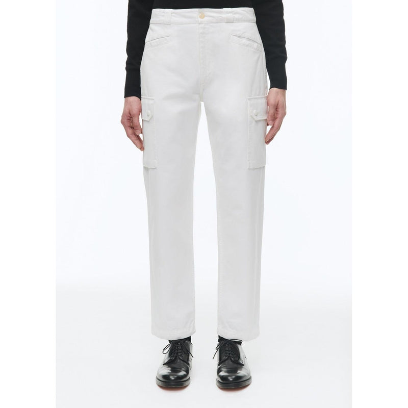 Pantalones cargo de algodón con múltiples bolsillos - Blanco