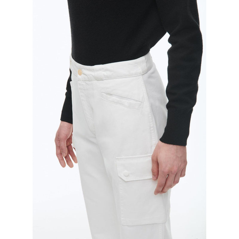 Pantalones cargo de algodón con múltiples bolsillos - Blanco