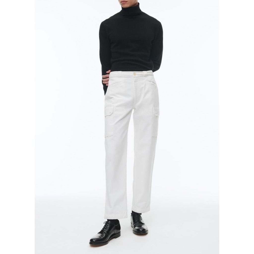 Pantalones cargo de algodón con múltiples bolsillos - Blanco