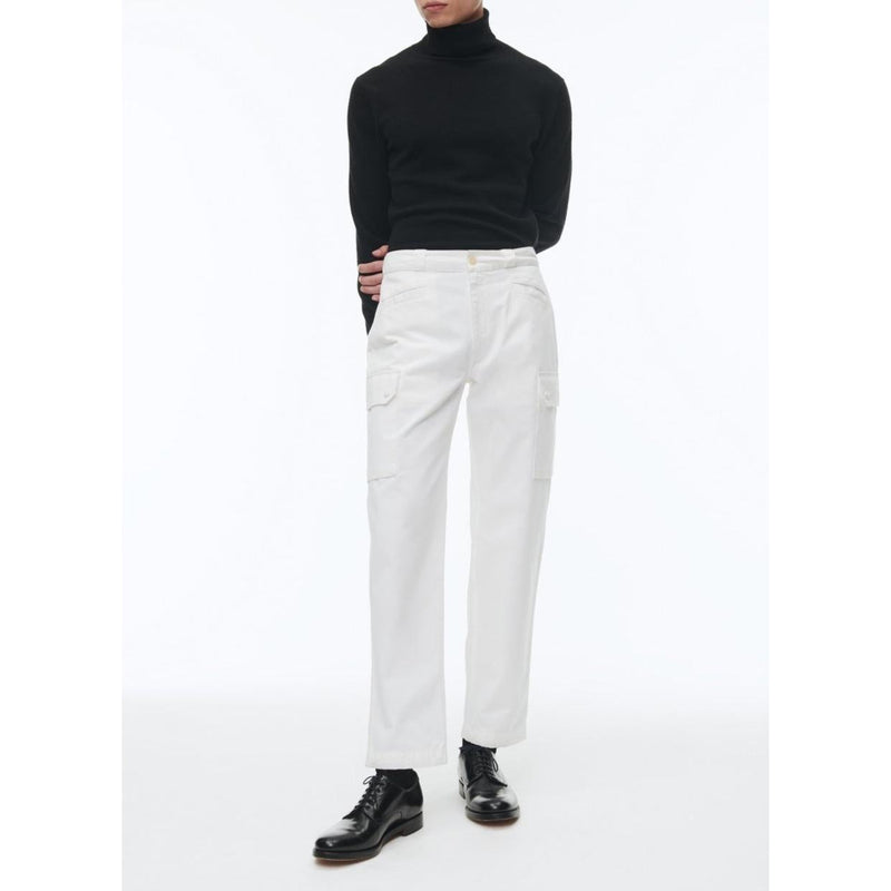 Pantalones cargo de algodón con múltiples bolsillos - Blanco