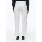 Pantalones cargo de algodón con múltiples bolsillos - Blanco