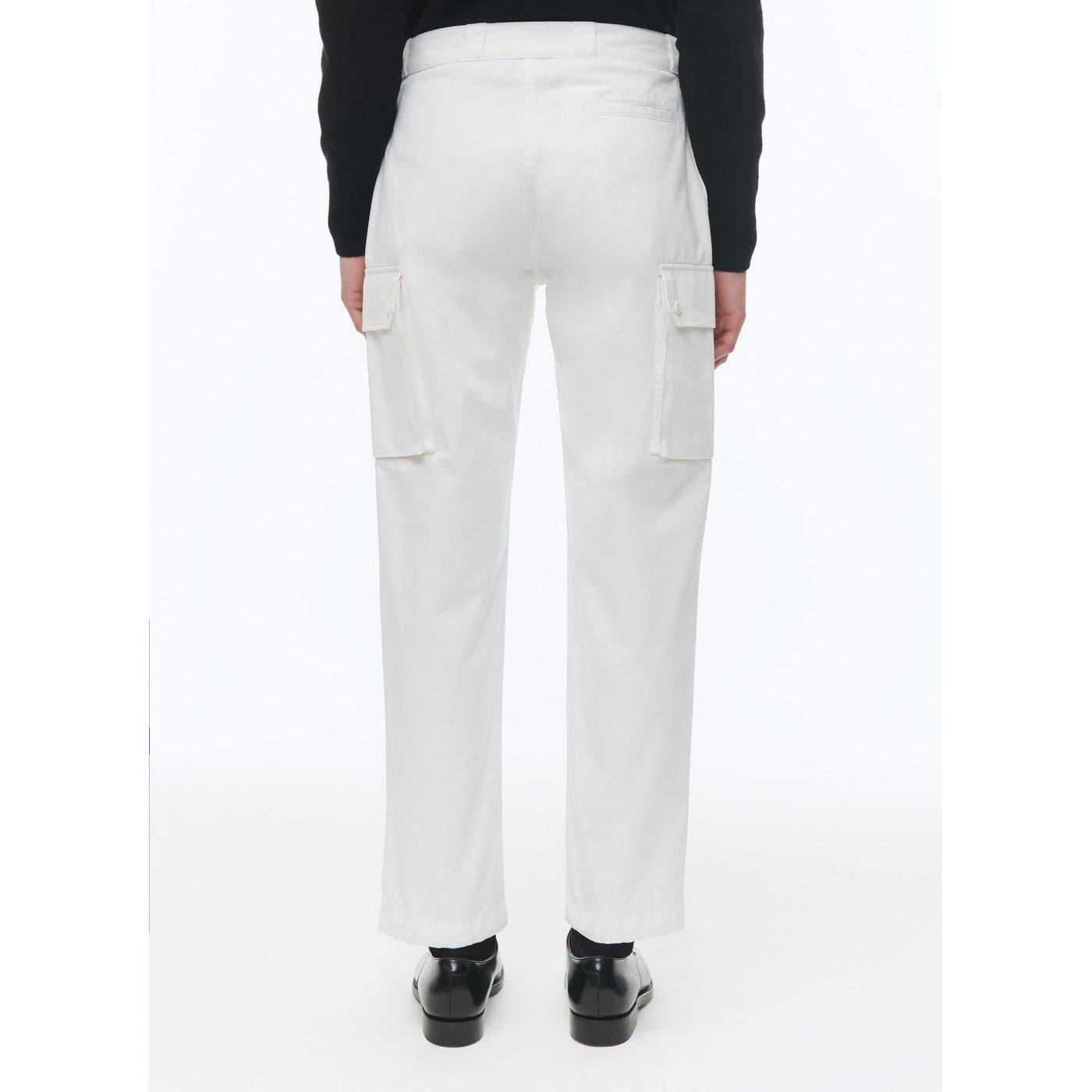 Pantalones cargo de algodón con múltiples bolsillos - Blanco
