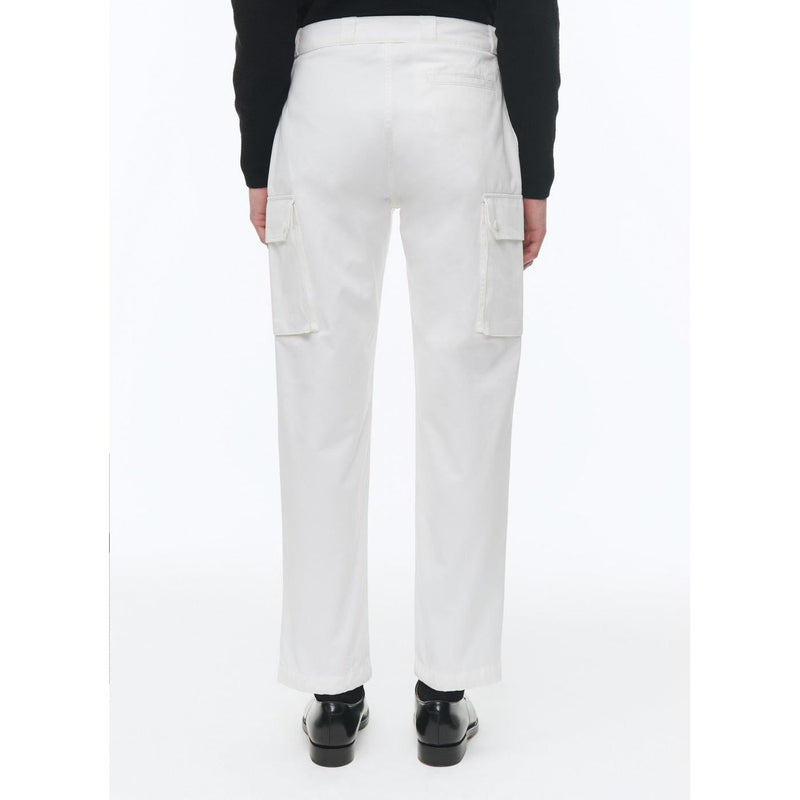 Pantalones cargo de algodón con múltiples bolsillos - Blanco