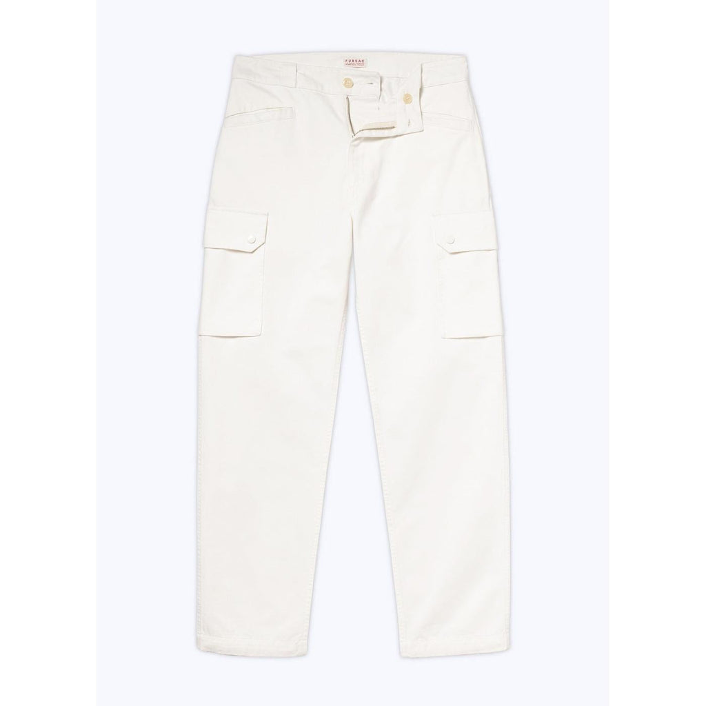 Pantalones cargo de algodón con múltiples bolsillos - Blanco