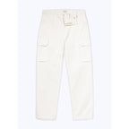 Pantalones cargo de algodón con múltiples bolsillos - Blanco