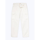 Pantalones cargo de algodón con múltiples bolsillos - Blanco