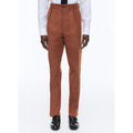 Straight Cotton And Linen Chinos - Camel