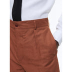Straight Cotton And Linen Chinos - Camel