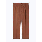 Straight Cotton And Linen Chinos - Camel
