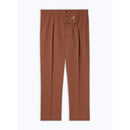 Chinos Rectos De Algodón Y Lino - Camel