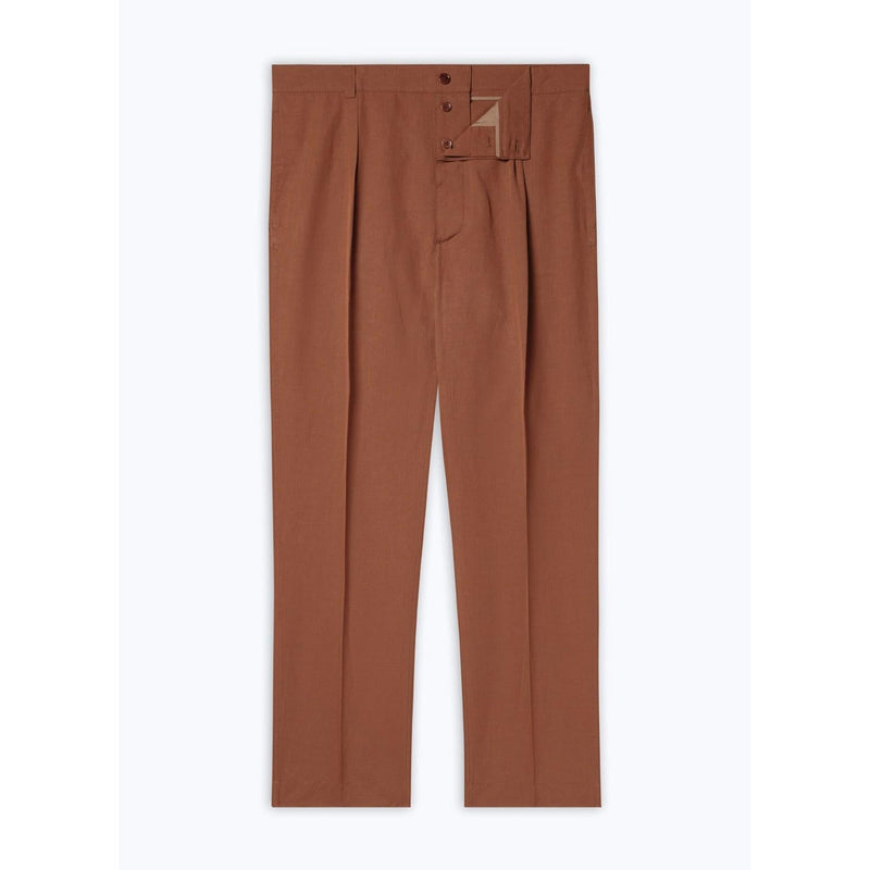 Chinos Rectos De Algodón Y Lino - Camel