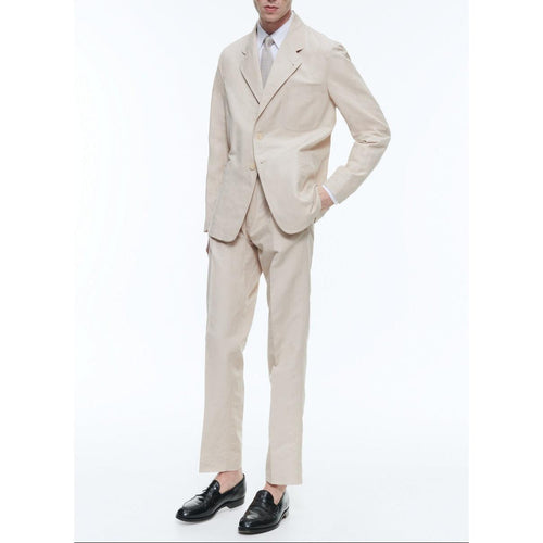 Chino Droit En Coton Et Lin - Beige
