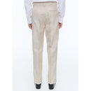Pantalón chino recto de algodón y lino - Beige