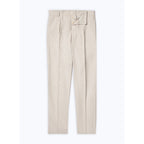 Pantalón chino recto de algodón y lino - Beige