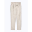 Pantalón chino recto de algodón y lino - Beige