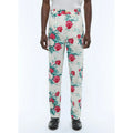 Straight Canvas Chinos With Floral Pattern - Green, Pink And White Floral Pattern