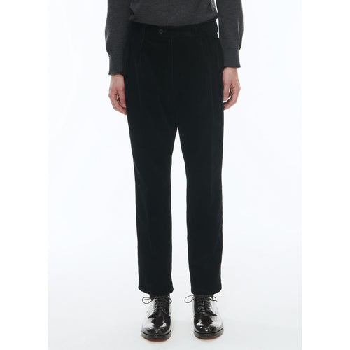 Pantalon Droit En Velours Côtelé - Noir