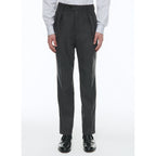 Pantalón recto de franela de lana - Gris