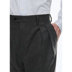 Pantalón recto de franela de lana - Gris