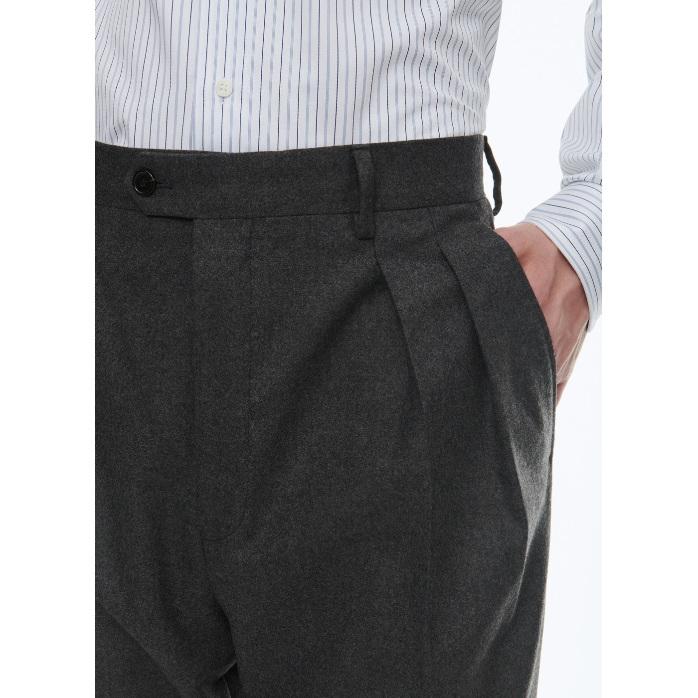 Pantalón recto de franela de lana - Gris