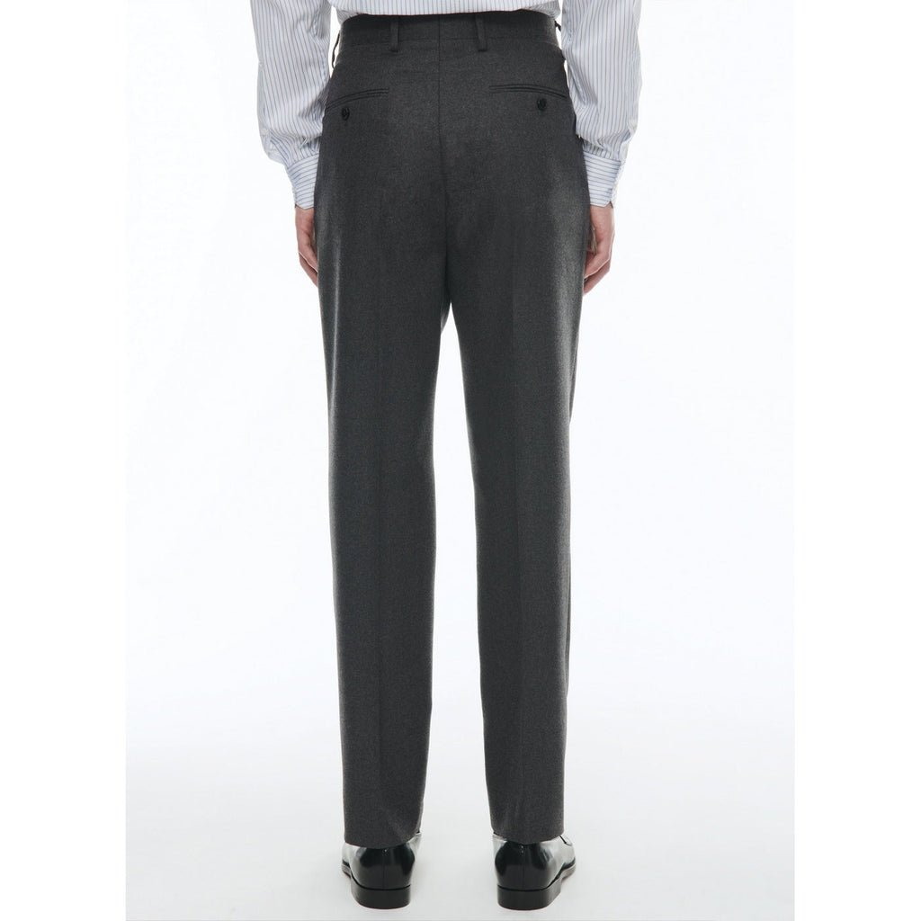 Pantalón recto de franela de lana - Gris
