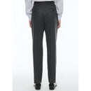 Pantalón recto de franela de lana - Gris