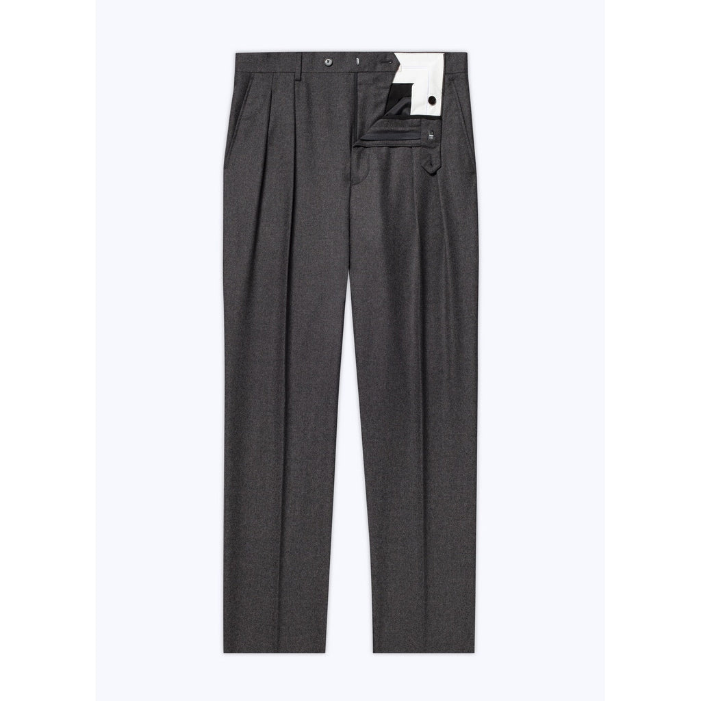 Pantalón recto de franela de lana - Gris