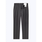 Pantalón recto de franela de lana - Gris