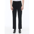 Pantalón recto de piel ante con cinco bolsillos - Negro