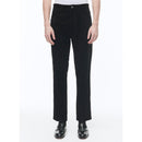 Straight 5-Pocket Suedine Leather Trousers - Black