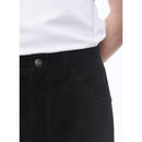 Straight 5-Pocket Suedine Leather Trousers - Black