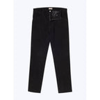 Pantalón recto de piel ante con cinco bolsillos - Negro
